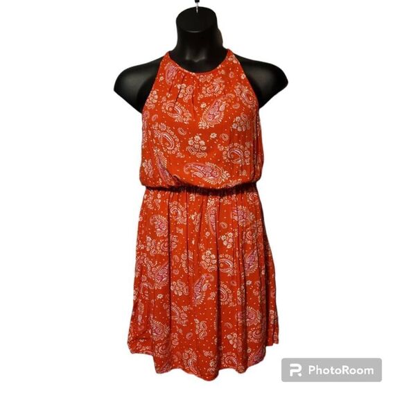 Old Navy Coral Floral Halter Top Dress Size Medium - Picture 1 of 4